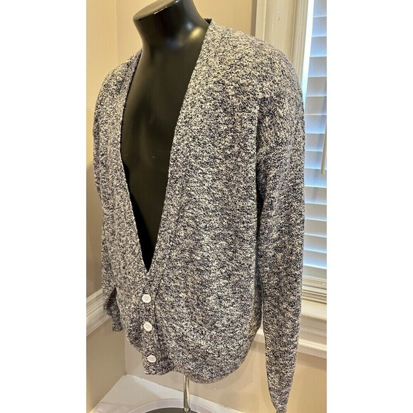 Isle of Cotton VTG Cardigan Sweater L Mens Blue White Marbled Grandpa USA NWOT - Picture 1 of 13